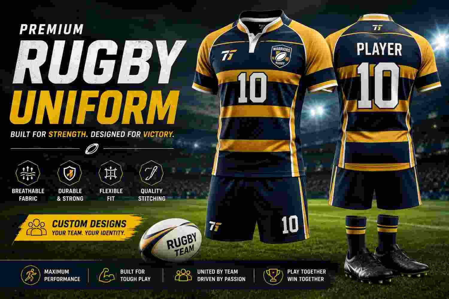 Premium custom rugby uniform for teams